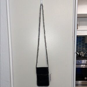 NWT J Brand Stylish Shiny Black Crossbody Bag Phone bag with Chain Strap